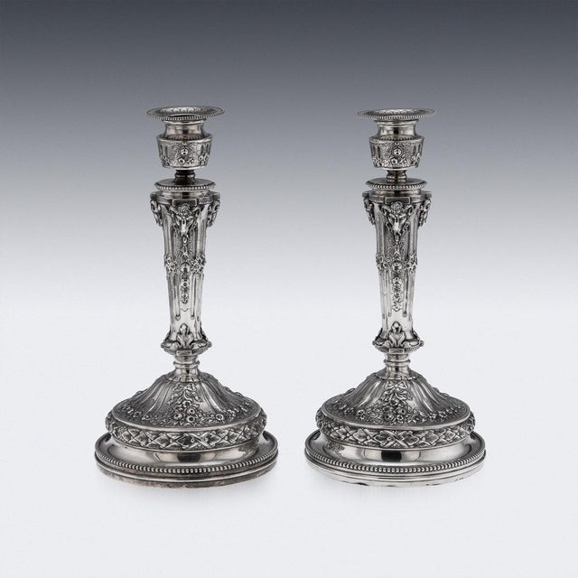 Rococo Antique 19th Century German Silver Candlesticks, Hanau, 1870s, Set of 2 For Sale - Image 3 of 18