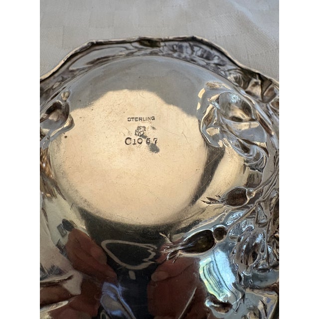 Late 19th Century Small Art Nouveau Sterling Silver Repousse Dish For Sale - Image 9 of 12