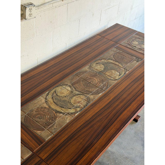 In Style of Gangsø Møbler Ox Art Tile Dining Table Two Leaves Rosewood Danish Mid-Century Modern 1970s For Sale - Image 11 of 11