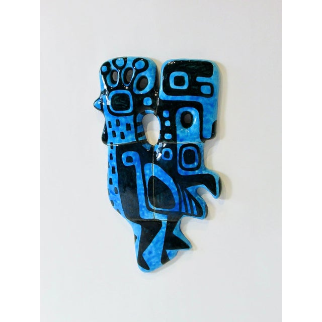 Abstract Blue Chicken Wall Sculpture Signed and Dated 1960 For Sale - Image 9 of 10