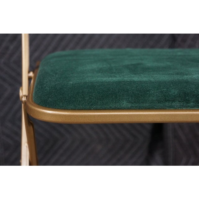Mid 20th Century A. Fritz + Co Mid Century Gold Frame & Green Velvet Metal Folding Chairs Modern For Sale - Image 10 of 16