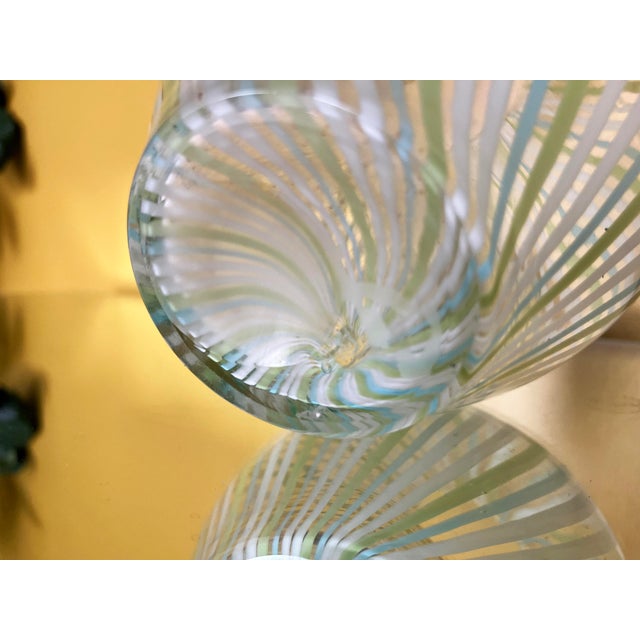 Mid-Century Modern Murano Style Striped Filigree Art Glass Vase For Sale In Cincinnati - Image 6 of 8