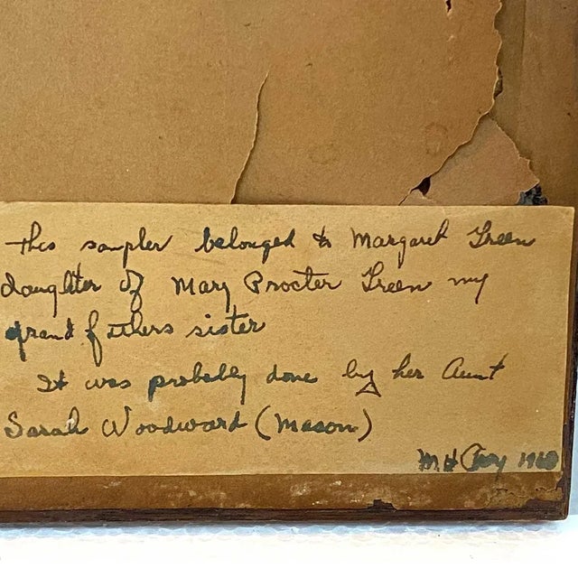 Tan American Schoolgirl Silk Thread Needlework Sampler For Sale - Image 8 of 16