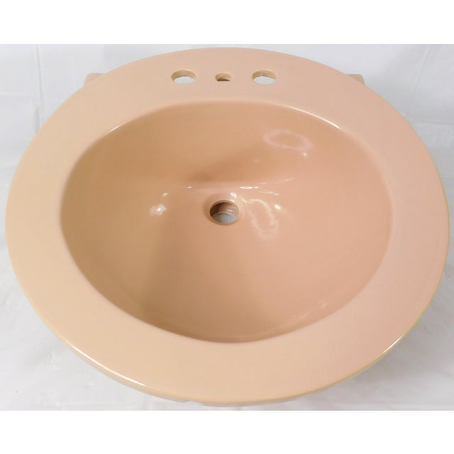 American 1970s Vintage Crane Vitreous China "Sun Tan" Drop-in Bathroom Sink For Sale - Image 3 of 16