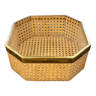 Vintage Dior Large Lucite Brass Caning Tray For Sale