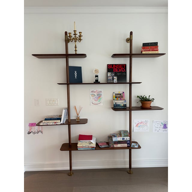 Roche Bobois Ketch Bookcase-Wood/Brass Lacquered Steel For Sale - Image 4 of 7