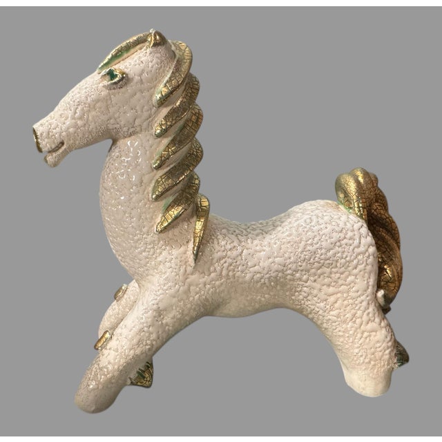 Ceramic Vintage French Mid Century Modern Figural Art Pottery Horse Statue Sculpture For Sale - Image 7 of 7