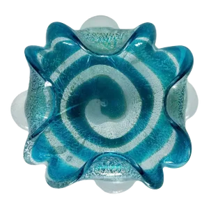 Blue and Silver Murano Glass Ashtray or Catch-All Bowl