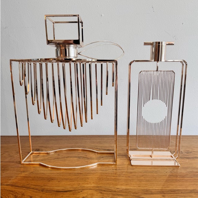 Art Deco Modern Perfune Bottles Factices Deco Revival Rose Gold Plated, 90s For Sale - Image 3 of 5