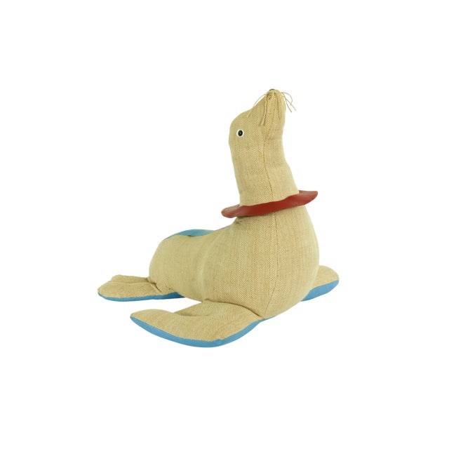Textile Large Jute and Leather Therapeutic Seal Toy by Renate Müller for H. Josef Leven KG, 1960s For Sale - Image 7 of 15