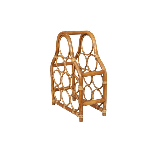 Mediterranean Bentwood Bamboo and Rattan Wine Rack For Sale - Image 3 of 6
