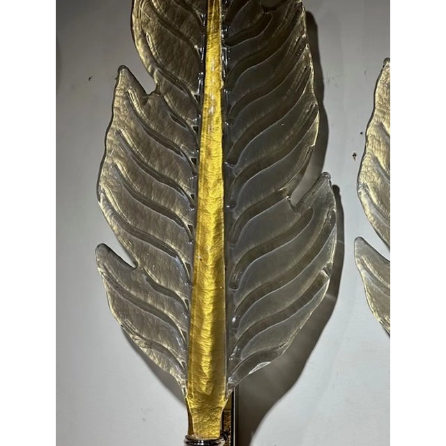 Modern Murano Platinum Leaf Sconces For Sale - Image 3 of 5