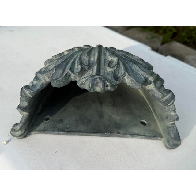 Verdigris Acanthus Leaf Wall Pocket Planter With Verdigris Finish For Sale - Image 8 of 9