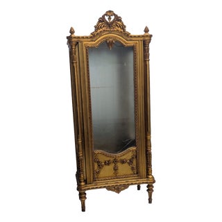 Baroque Style Illuminated Gilded Display Cabinet For Sale
