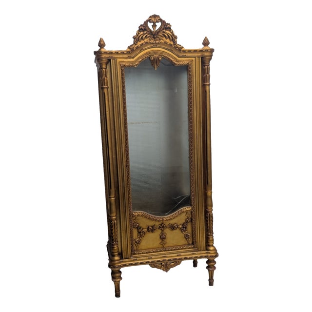 Baroque Style Illuminated Gilded Display Cabinet For Sale