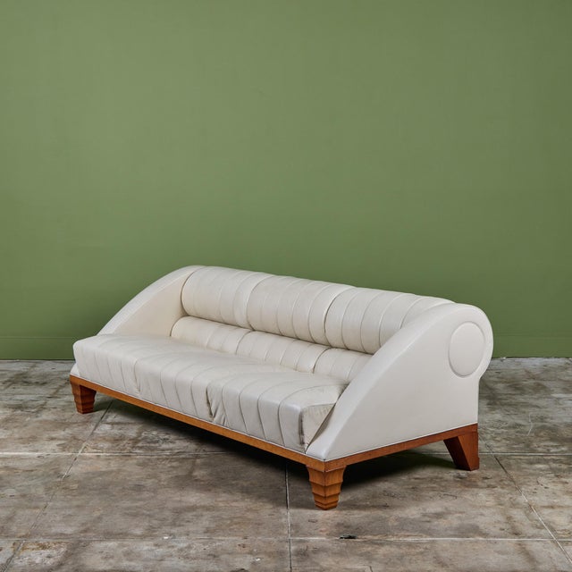Designed by Luxembourgish architect and urban planner, Léon Krier, for Giogetti, c.1993 Italy. The leather sofa features a...