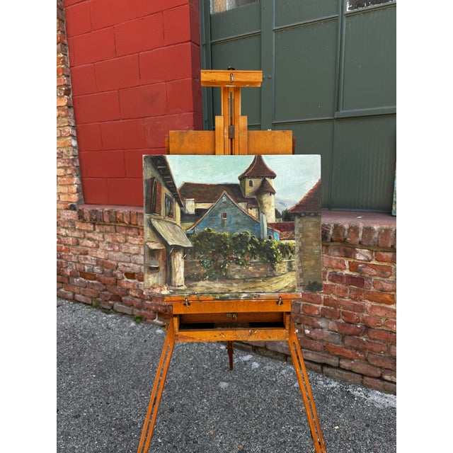 Vintage 1970's Oil Painting French Village For Sale - Image 9 of 9
