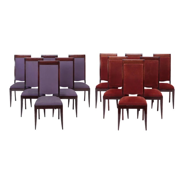 French Mahogany Tall Back Dining Chairs, Circa 1930. Set of 12. For Sale