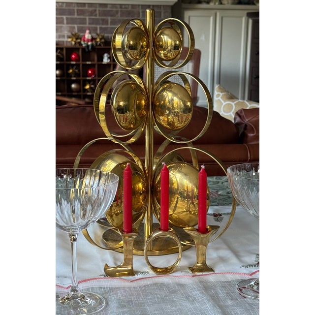 Increasingly difficult to find, here is a substantial weight, high quality set of solid brass JOY motif candle holders for...