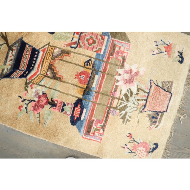 Early 20th Century Zabihi Collection Stunning Ivory Chinese Batou Floral Rug - 3'1" x 4'2" For Sale - Image 9 of 10
