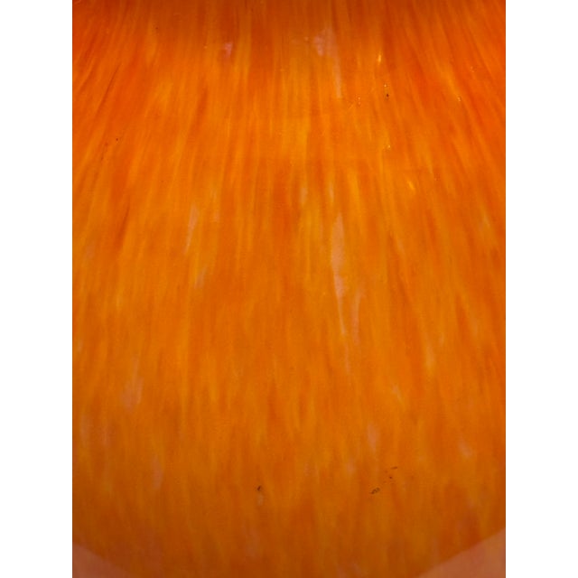 Tangerine Late 20th Century Modern Global Views Tangerine “ Macchia” Mottled Art Glass Triple Gourd Totem Vase by Turtle and Crane - Palm Beach Regency Style For Sale - Image 8 of 11