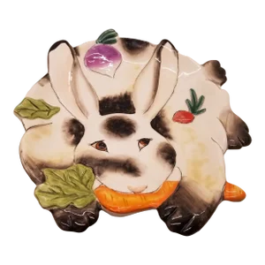 1970s Fitz & Floyd Essentials Spotted Rabbit Canape Candy Dish