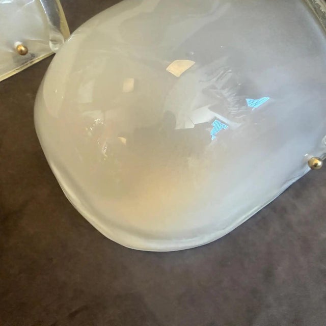 1990s Mid-Century Modern Barovier Style Murano Glass and Brass Wall Sconces For Sale - Image 11 of 18