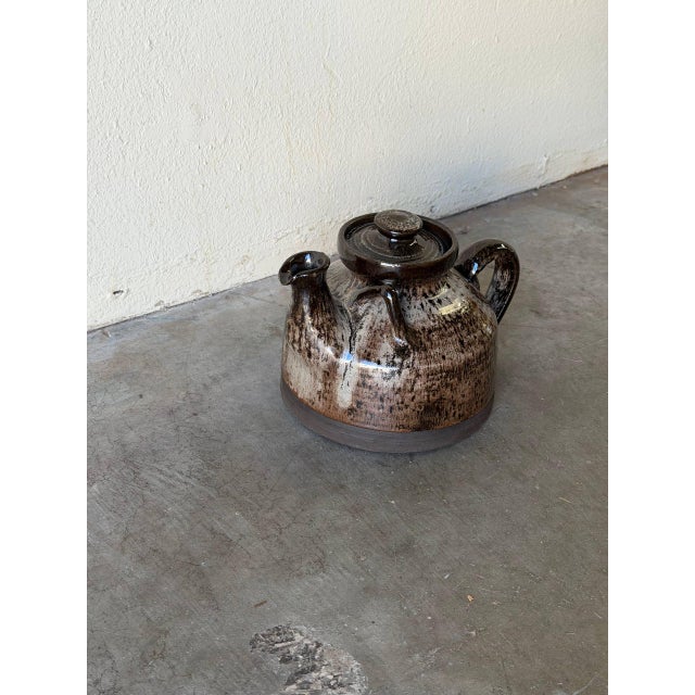 1970s Vintage Danish Studio Pottery Teapot – Brown Drip Glaze Stoneware, 1970s For Sale - Image 5 of 9