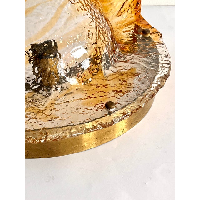 Large Mid-Century Murano Glass and Brass Scavo Wall Lights attributed to Mazzega, Italy, 1970s, Set of 2 For Sale - Image 10 of 12