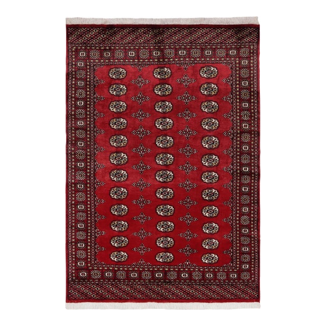Rustic Bokhara Mann Red/Beige Hand Knotted Wool Rug For Sale