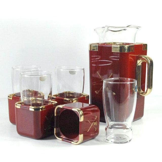 Hollywood Regency Glasses and Jug Set from Hans Turnwald, 1970s, Set of 5 For Sale - Image 4 of 9