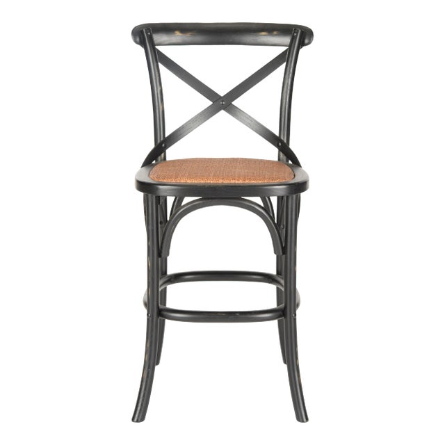 X Back Counter Stool in Distressed Hickory & Medium Brown For Sale