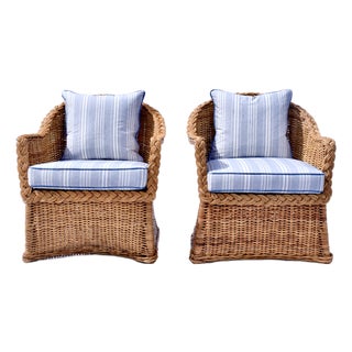 Michael Taylor Wicker Lounge Chairs For Sale