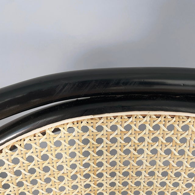 Italian Modern Chairs in Straw and Black Wood, 1970s, Set of 8 For Sale - Image 12 of 18