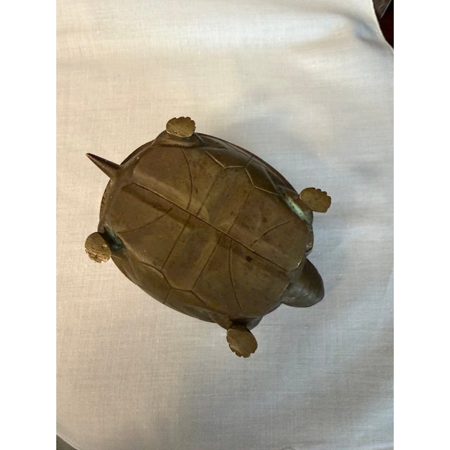 Chinese Chinese Brown Metal Turtle With Open Shell For Sale - Image 3 of 5