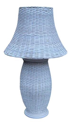 Tall White Wicker Lamp With Matching Wicker Lamp Shade