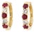 1.07ctw Ruby & Diamond Huggie Hoop Earrings, 18k Yellow Gold, Dainty For Sale