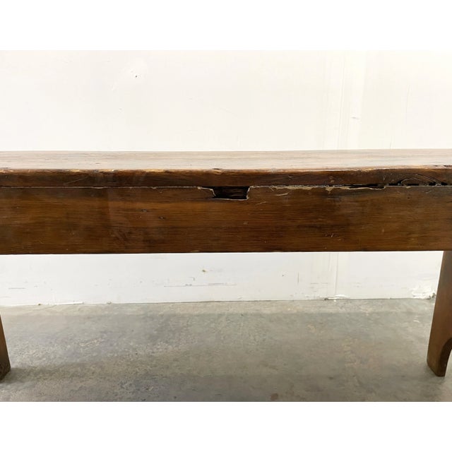 Handmade Antique Wooden Farmhouse Bench For Sale - Image 9 of 9