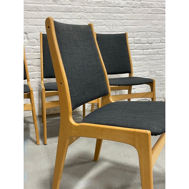 Danish Mid Century Modern Dining Chairs, Set of 6, Beech Wood Frames With Charcoal Upholstery, Scandinavian Modern Dining Chairs, C. 1960s For Sale - Image 11 of 17