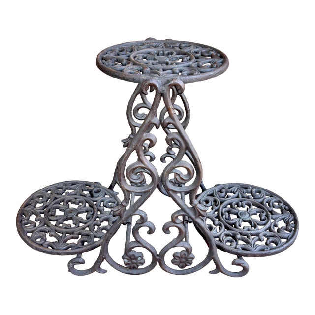 Antique English Victorian Cast Iron Plant Stand For Sale