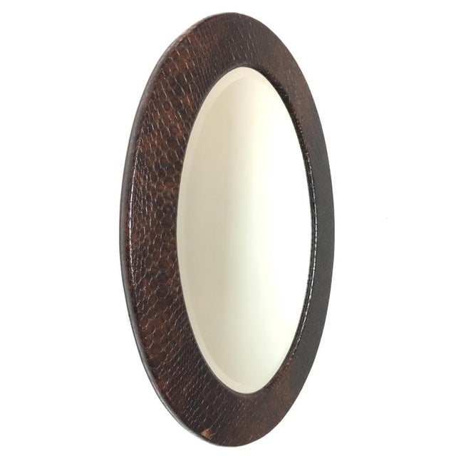 Wood Vintage Oval Mirror, Italy, 1960s For Sale - Image 7 of 7