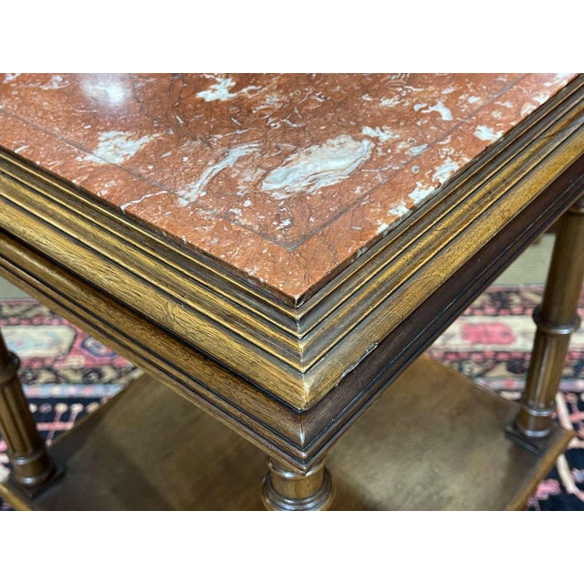 Early 20th Century Henri II Style Walnut Side Table with Marble Top For Sale - Image 6 of 11