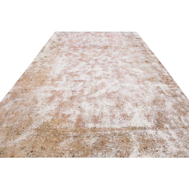 Islamic 20th Century Antique Tabriz Handmade Distressed Motif Rust Wool Rug For Sale - Image 3 of 9