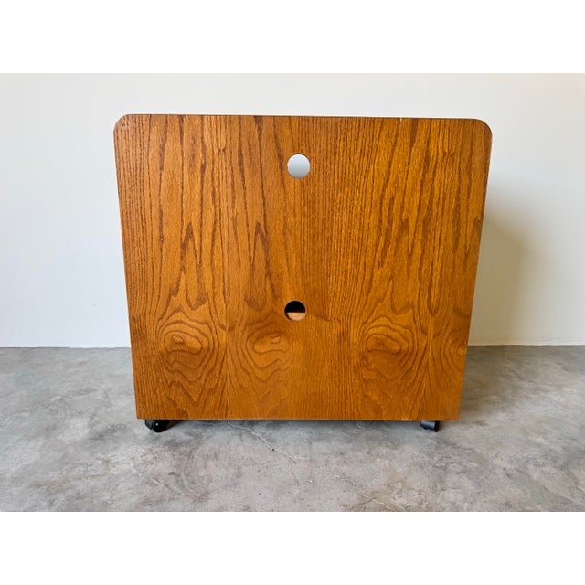 Mid-Century Modern Tambour Door Serving Cart or Tv Stand on Wheels/ Sold For Sale - Image 9 of 12