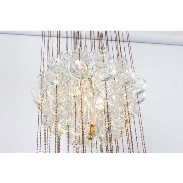 White Delicate Gilt Brass Crystal Chandelier by Palwa, 1970s For Sale - Image 8 of 14