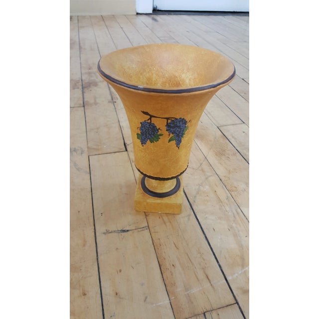 Showroom Sample Sarreid Vase. Yellow with Grapes design. Made in India