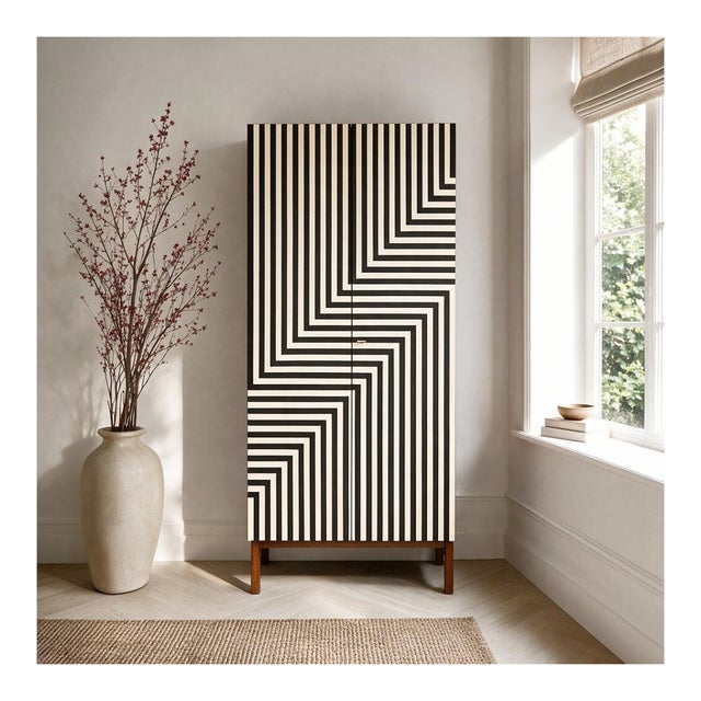 Vintage Polish Wardrobe with Op Art Motif, 1970s For Sale - Image 3 of 7