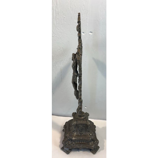 Metal Gorgeous Free Standing Pewter Crucifix For Sale - Image 7 of 10