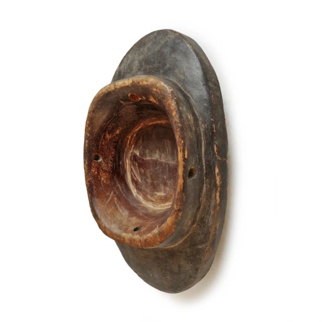 Vintage Grebo Wood Oval Mask For Sale - Image 4 of 4