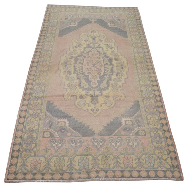 Vintage Turkish Anatolian hand knotted rug with natural colors, contemporary style and soft texture.